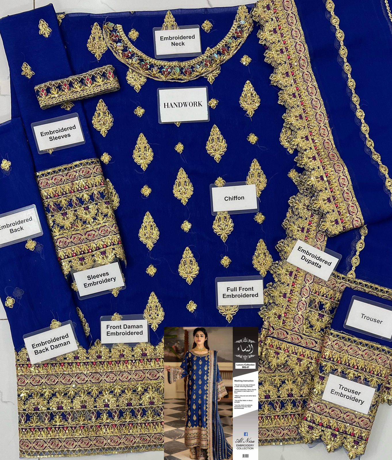 3PC UNSTITCHED CHIFFON SUIT