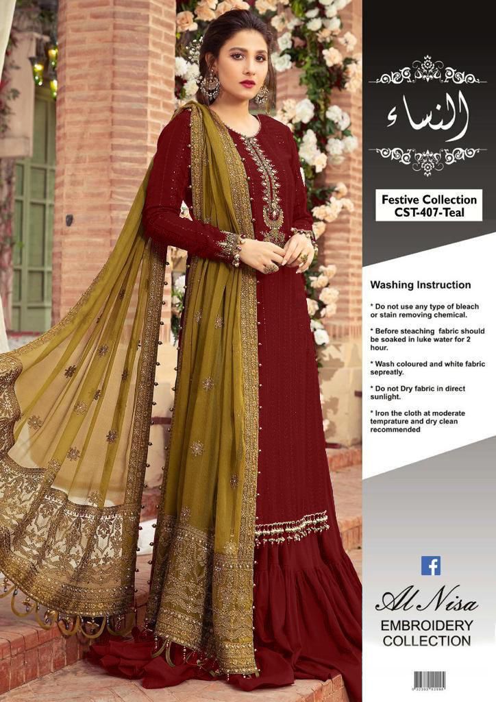 3PC UNSTITCHED CHIFFON SUIT