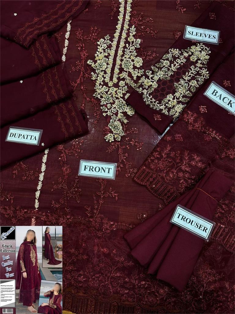 3PC UNSTITCHED CHIFFON SUIT