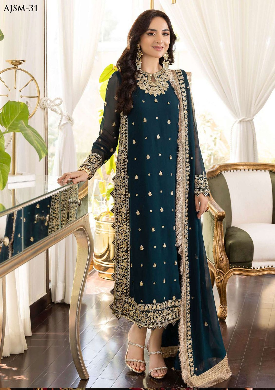 3PC UNSTITCHED CHIFFON SUIT
