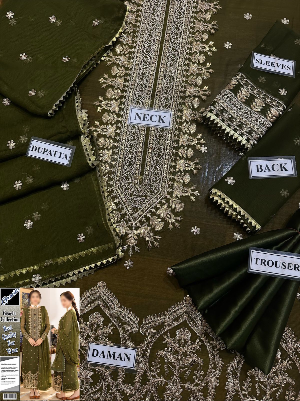 3PC UNSTITCHED CHIFFON SUIT